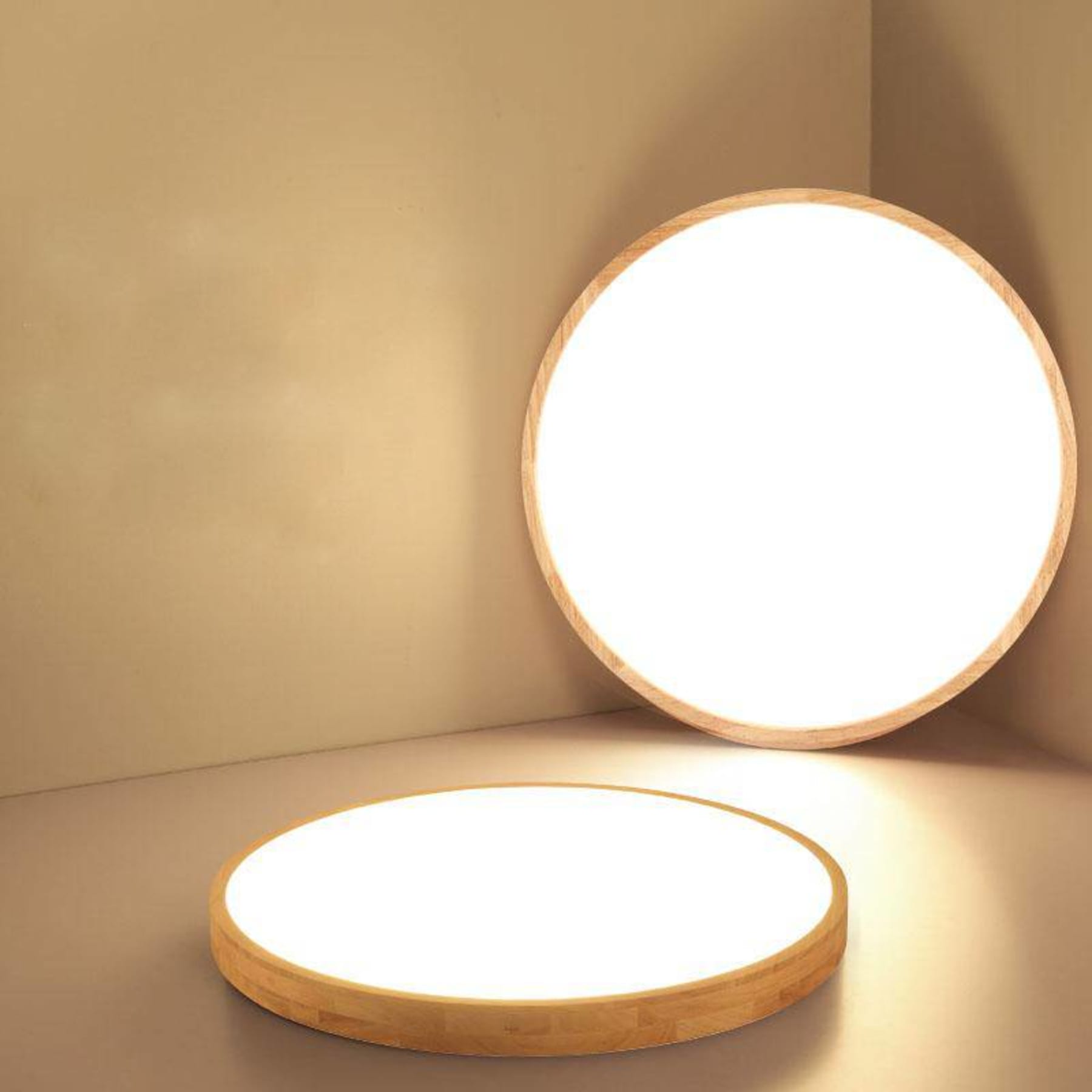 Scandinavian Wood Flush Mount Ceiling Light for Living Room — Halden Lighting