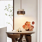 Modern Travertine And Wood Pendant Light For Dining Room — Halden Lighting
