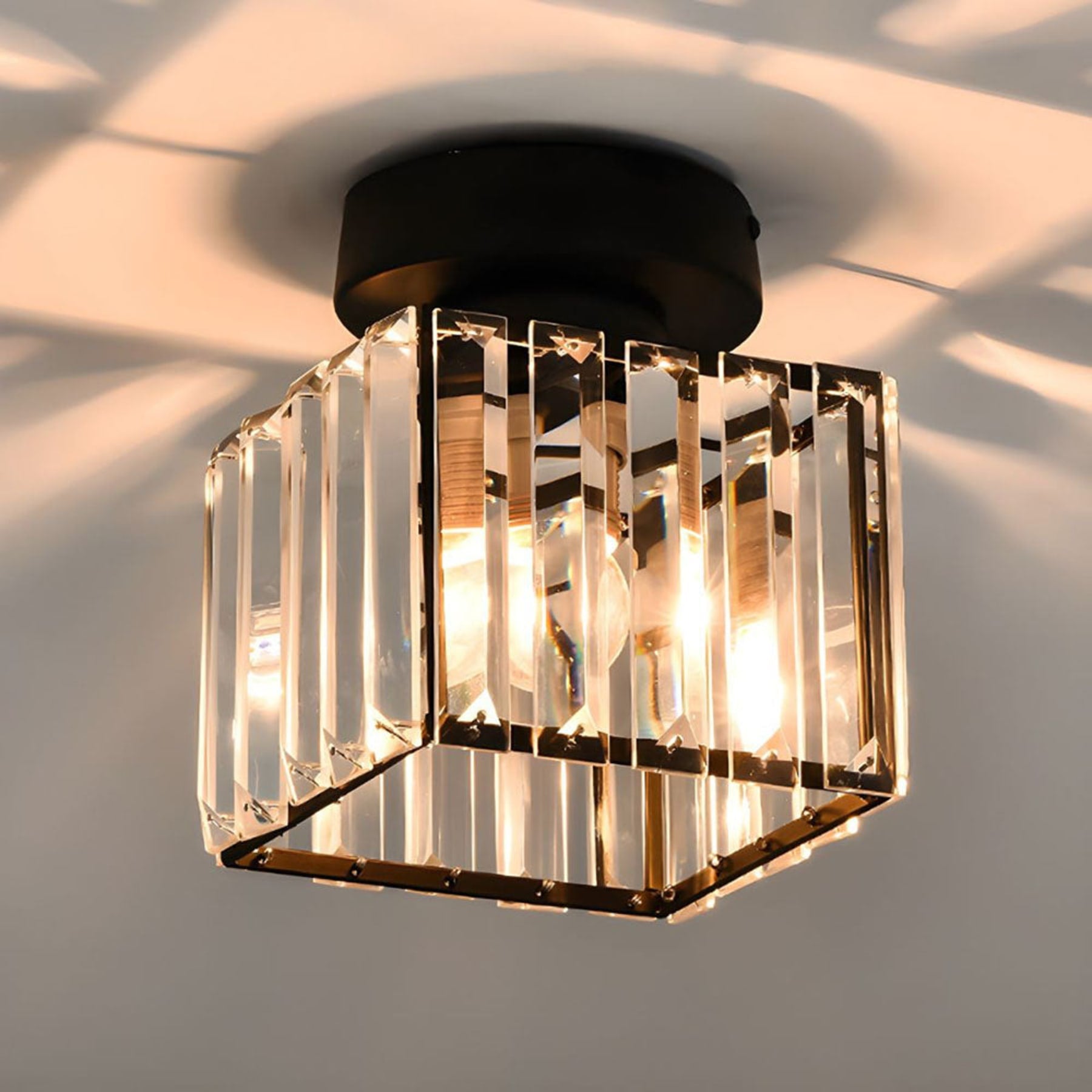 Modern Acrylic Semi-Flush Mount Ceiling Light for Living Room in Ø13 x H17 cm (Ø5" x H7") - Square — Halden Lighting