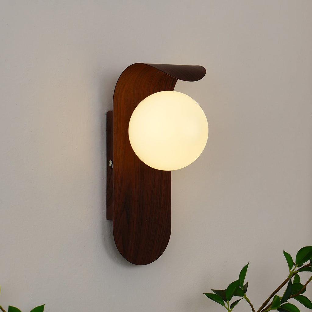 Modern Wood Wall Light With Tri-Colour LED Glow — Halden Lighting