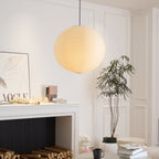 Minimalist Round Lantern Pendant Light With Fabric Shade — Halden Lighting