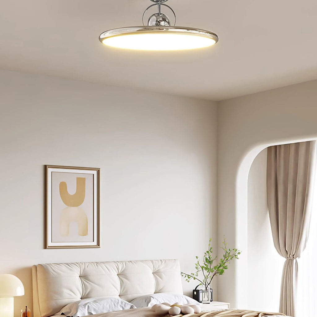 Modern Metal Semi-Flush Ceiling Light With Tri-Colour Dimming — Halden Lighting