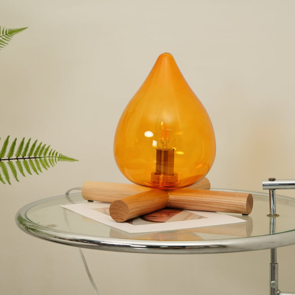Modern Bamboo and Wood Table Lamp With Warm LED Glow — Halden Lighting