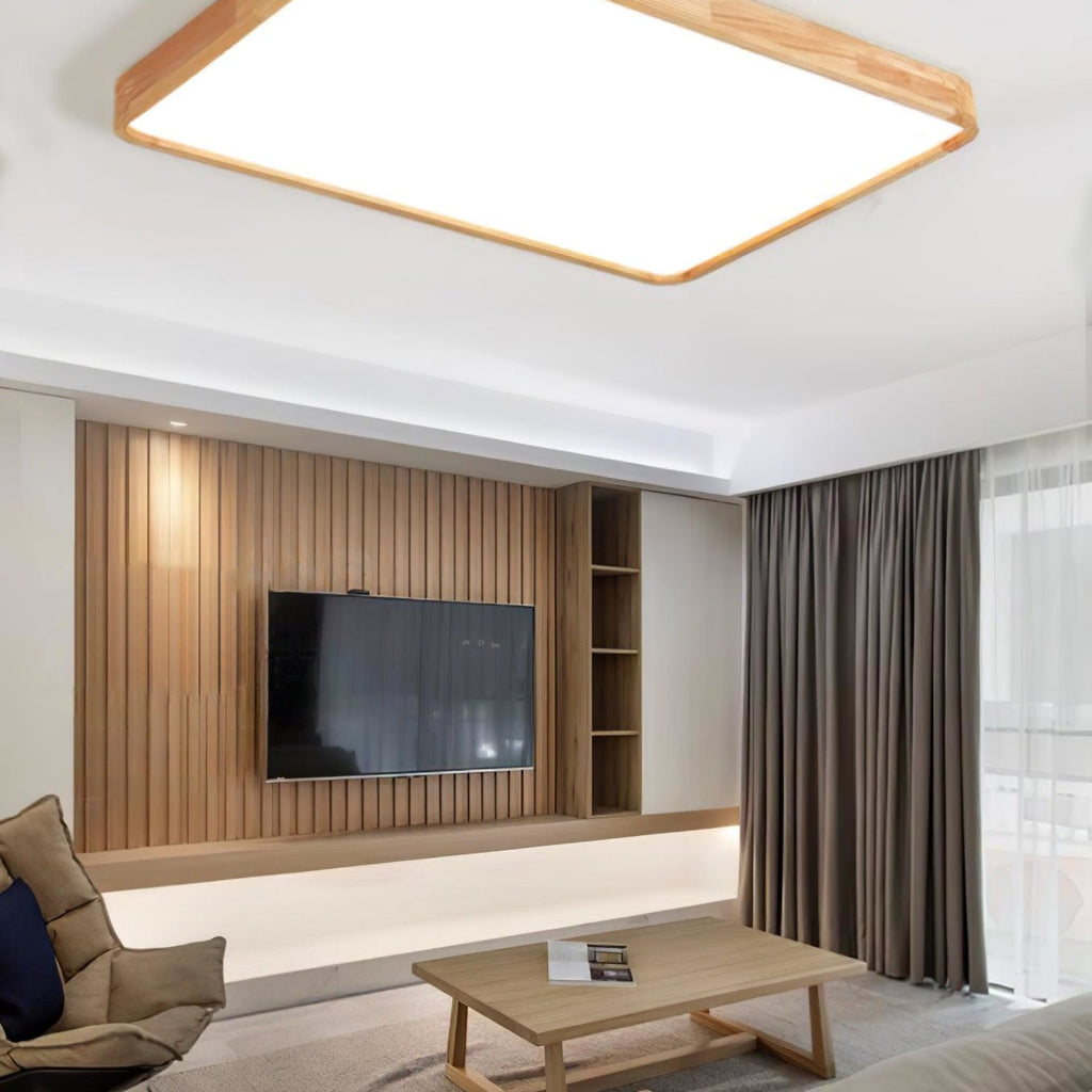 Scandinavian Wood Flush Mount Ceiling Light With Slim Profile — Halden Lighting