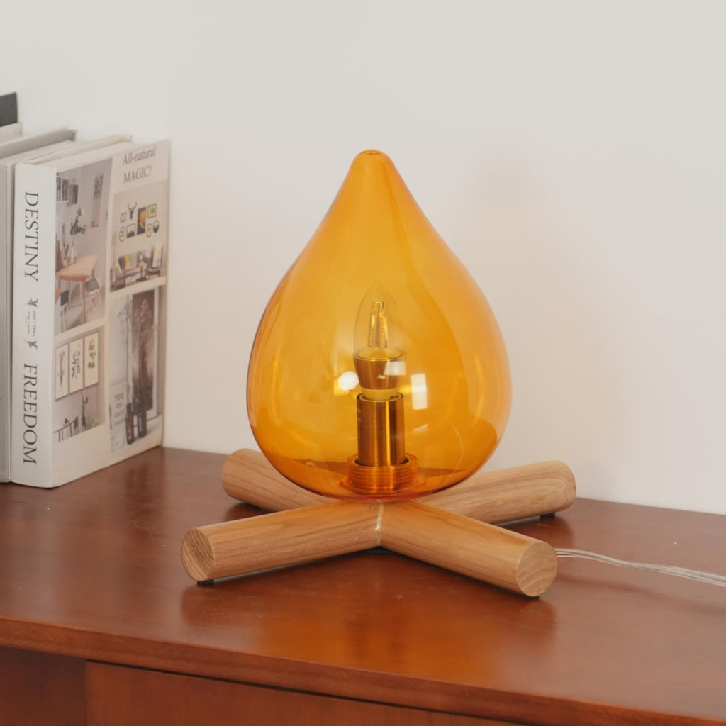 Modern Bamboo and Wood Table Lamp With Warm LED Glow — Halden Lighting