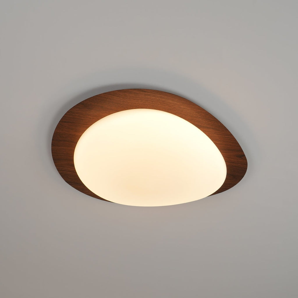 Scandinavian Wood Flush Mount Ceiling Light for Living Room — Halden Lighting