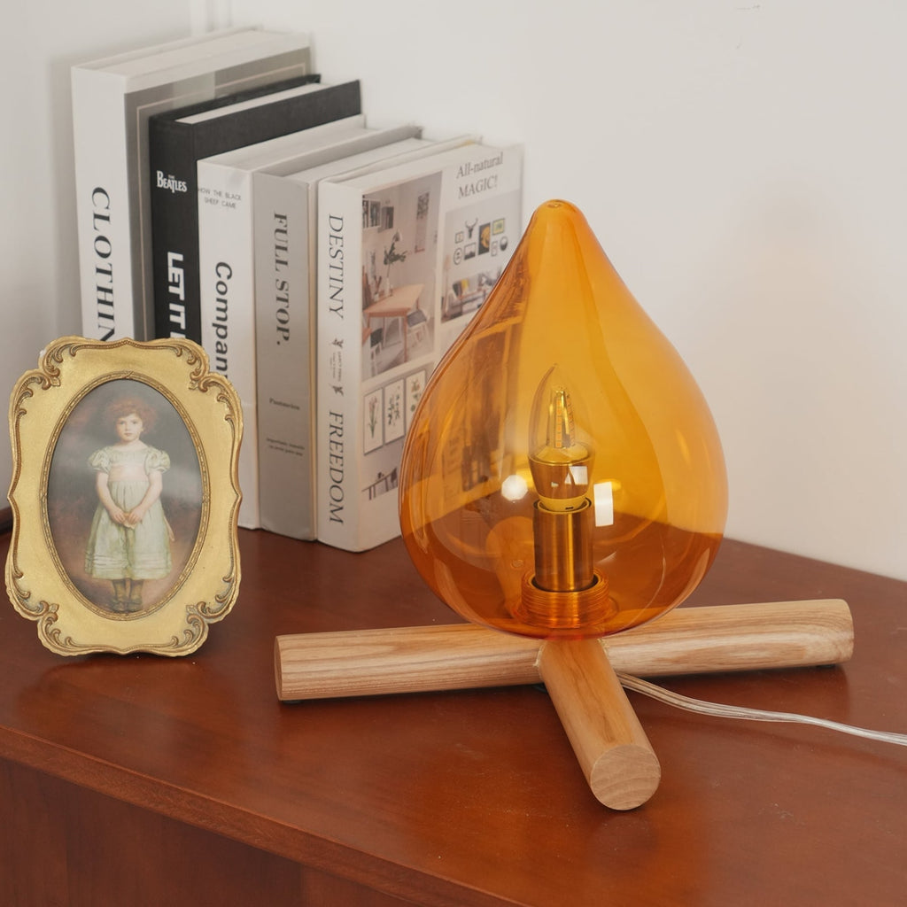 Modern Bamboo and Wood Table Lamp With Warm LED Glow — Halden Lighting