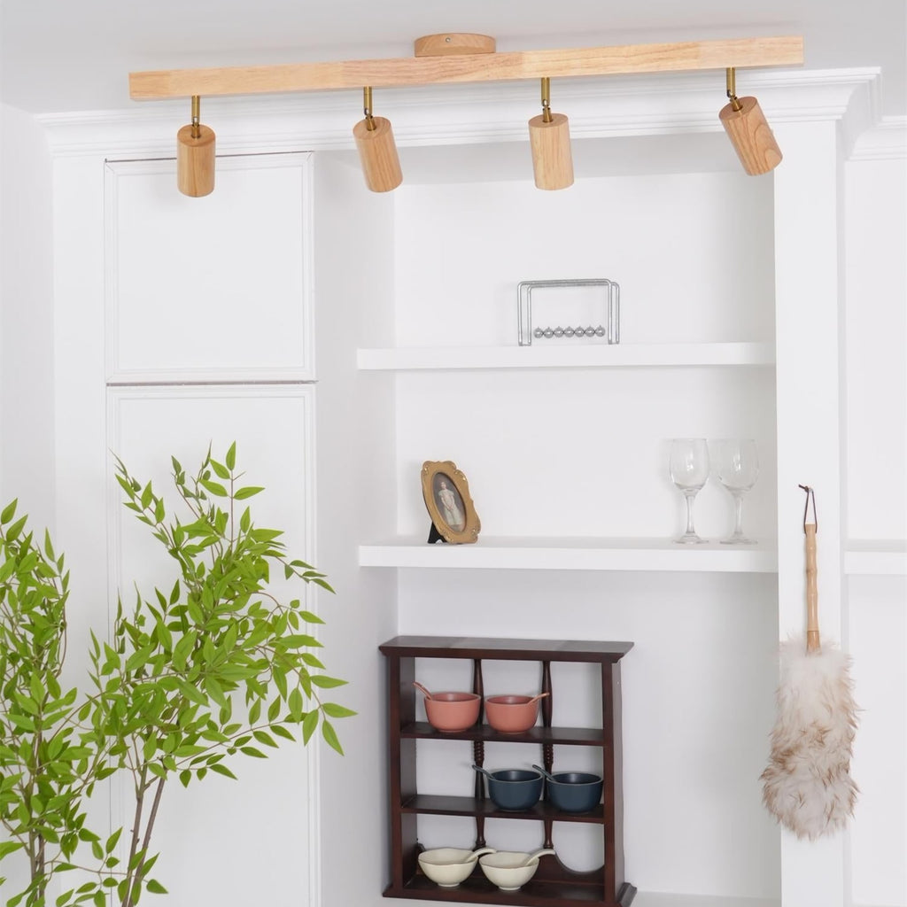 Modern Linear Walnut Wood Ceiling Light for Living Room — Halden Lighting