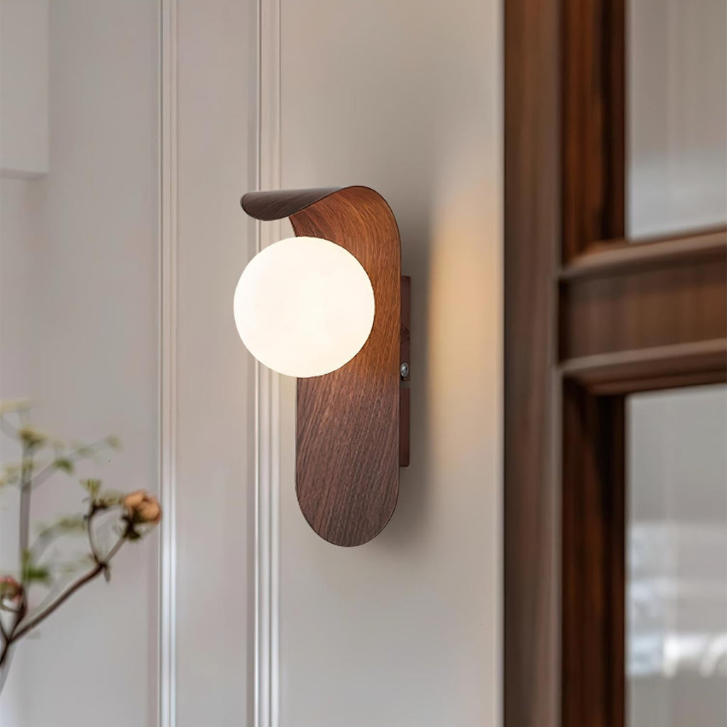 Modern Wood Wall Light With Tri-Colour LED Glow — Halden Lighting