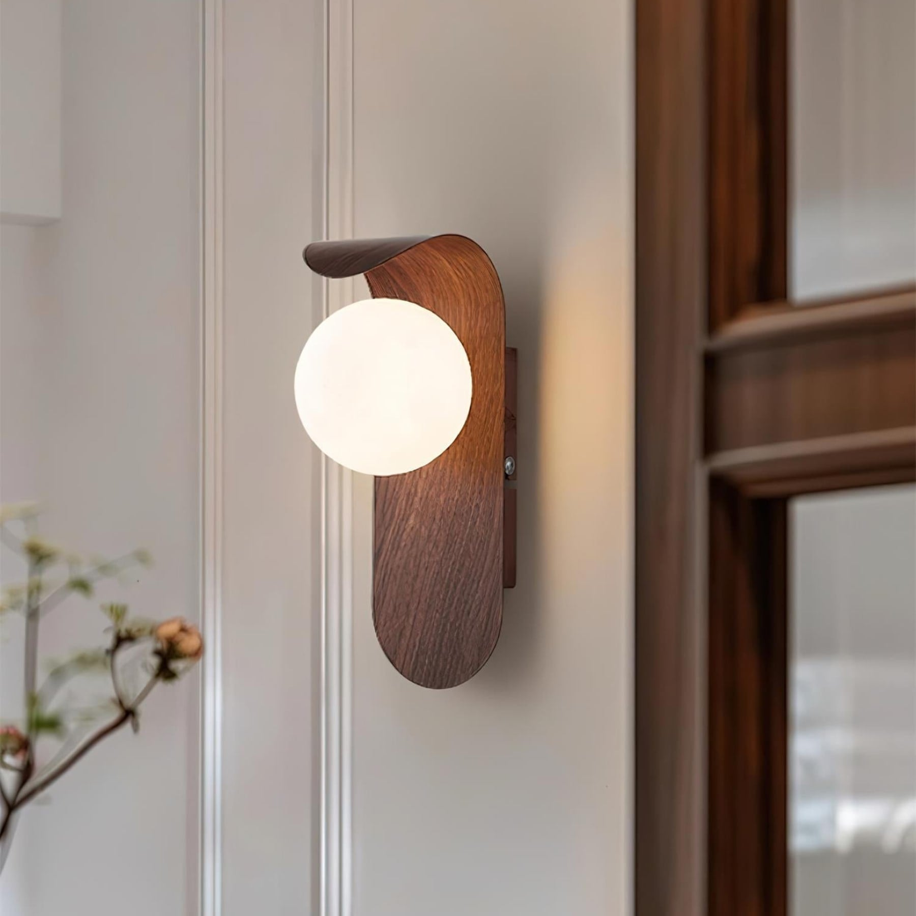 Modern Wood Wall Light With Tri-Colour LED Glow — Halden Lighting