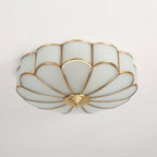 Traditional Brass Flush Mount Ceiling Light With Cool Daylight Glow — Halden Lighting