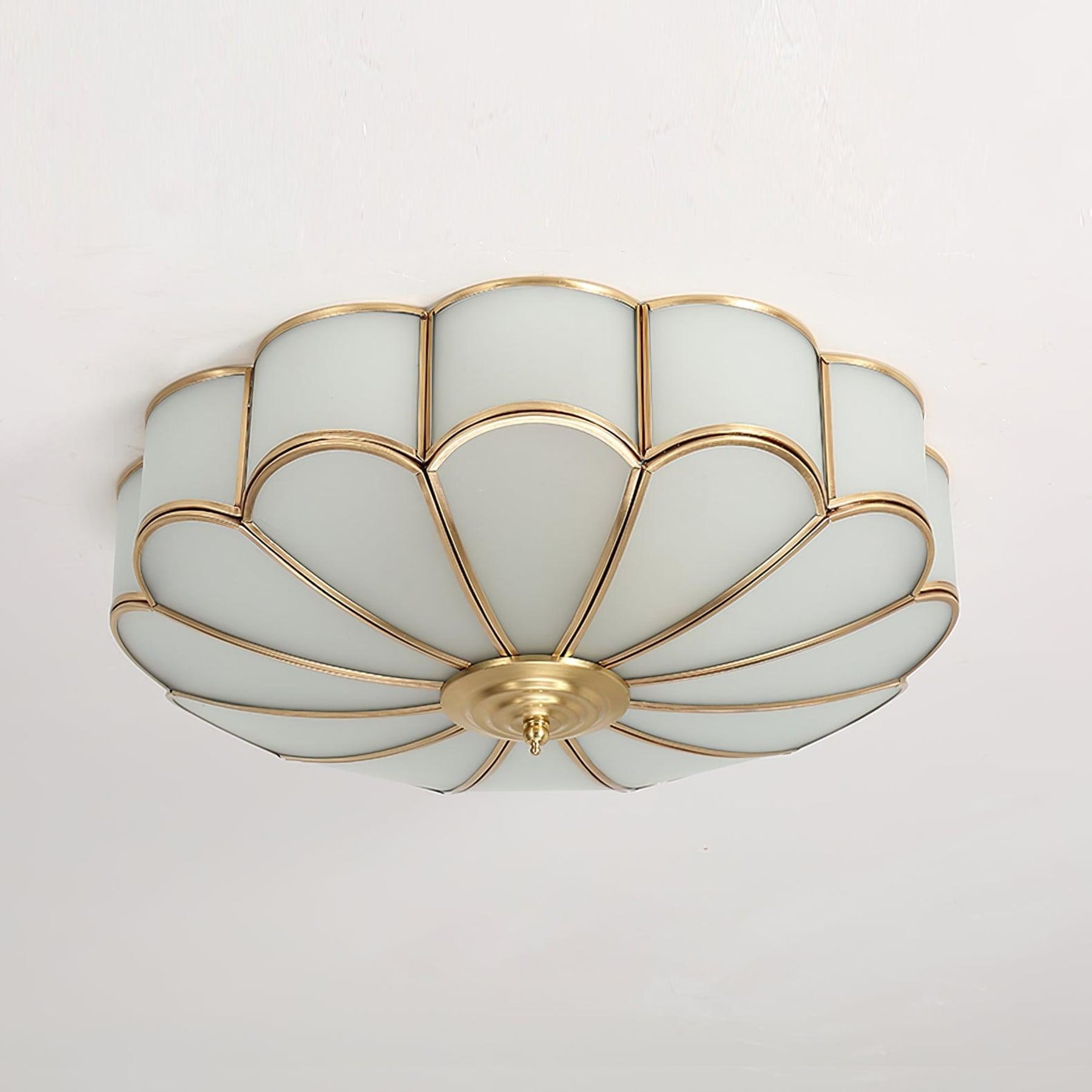 Traditional Brass Flush Mount Ceiling Light With Cool Daylight Glow — Halden Lighting