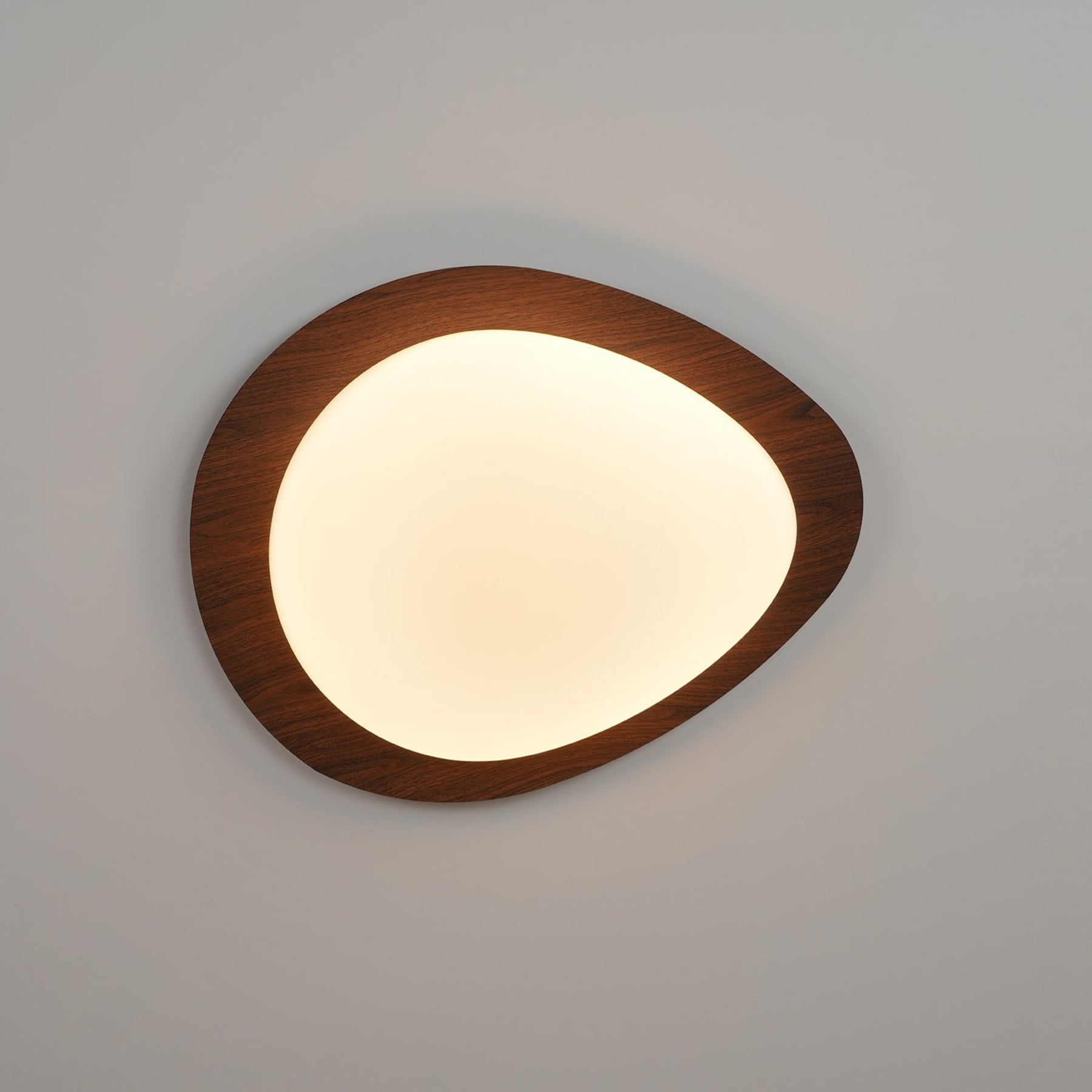 Scandinavian Wood Flush Mount Ceiling Light for Living Room in Dark Brown — Halden Lighting