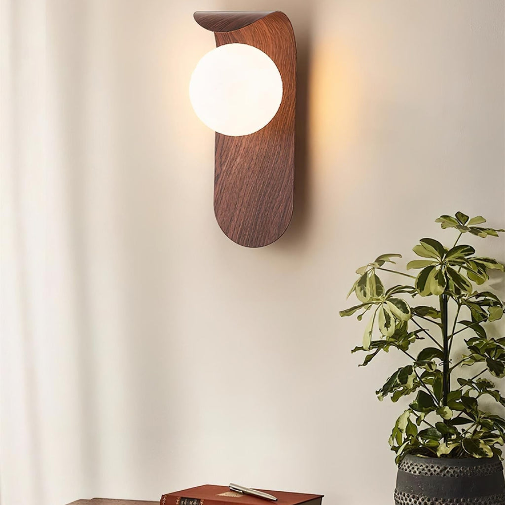 Modern Wood Wall Light With Tri-Colour LED Glow — Halden Lighting