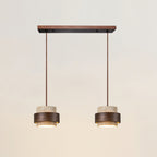 Modern Travertine And Wood Pendant Light For Dining Room in 2 Heads - 55 × 150 cm (22" × 59") — Halden Lighting