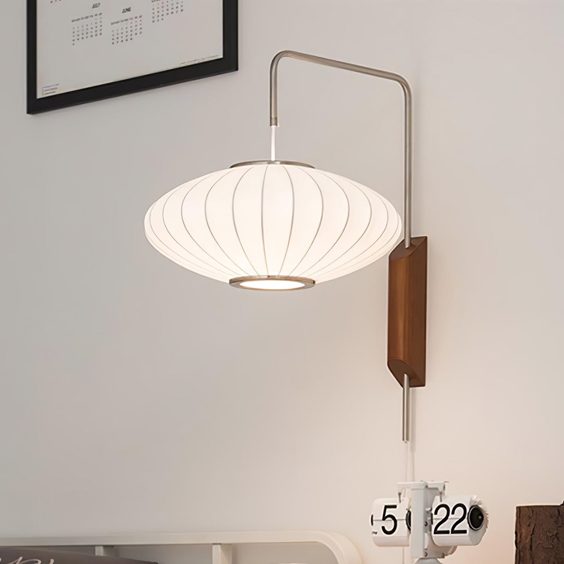 Retro Silk and Walnut Wall Light With Warm LED Glow — Halden Lighting