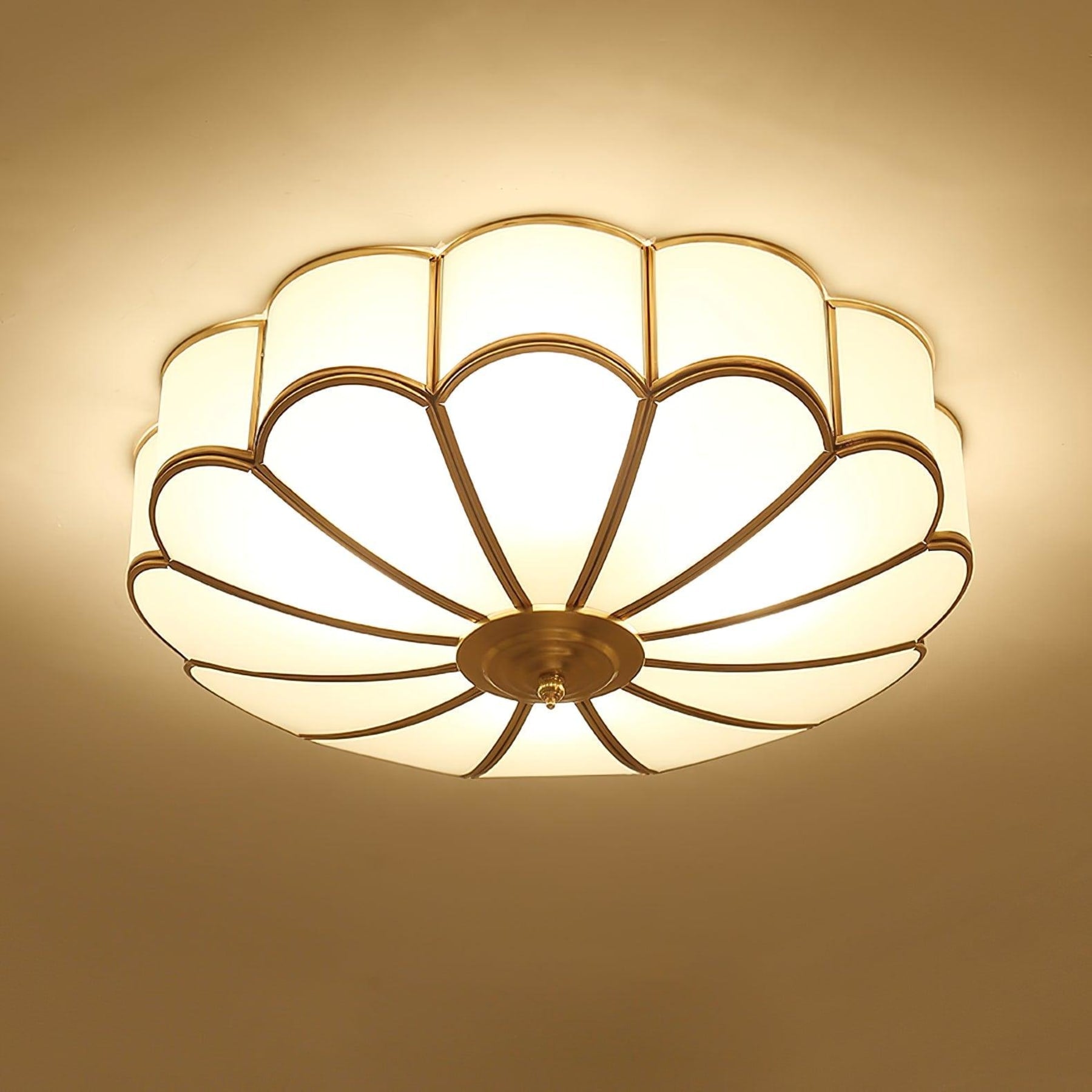 Traditional Brass Flush Mount Ceiling Light With Cool Daylight Glow — Halden Lighting