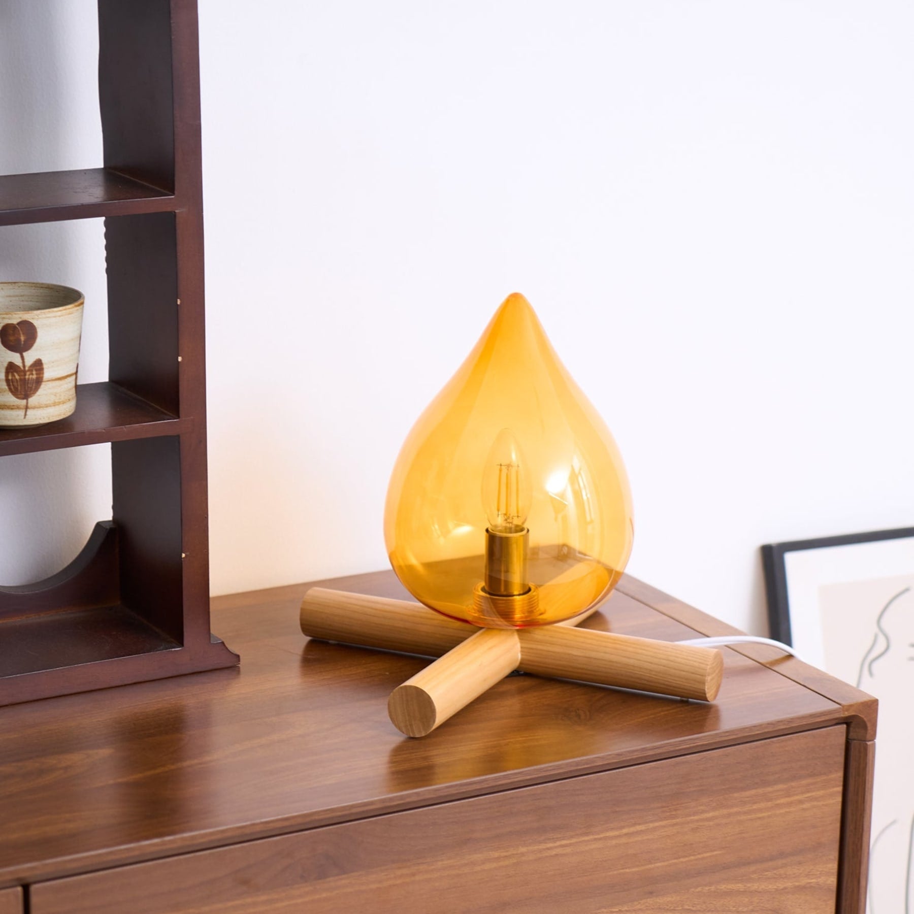 Modern Bamboo and Wood Table Lamp With Warm LED Glow — Halden Lighting
