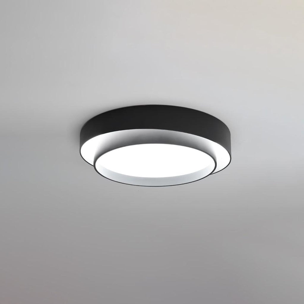 Modern Metal Flush Mount Ceiling Light With Cool Daylight Glow in Black — Halden Lighting