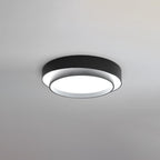 Modern Metal Flush Mount Ceiling Light With Cool Daylight Glow in Black — Halden Lighting
