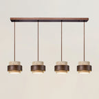 Modern Travertine And Wood Pendant Light For Dining Room in 4 Heads - 100 × 150 cm (39" × 59") — Halden Lighting