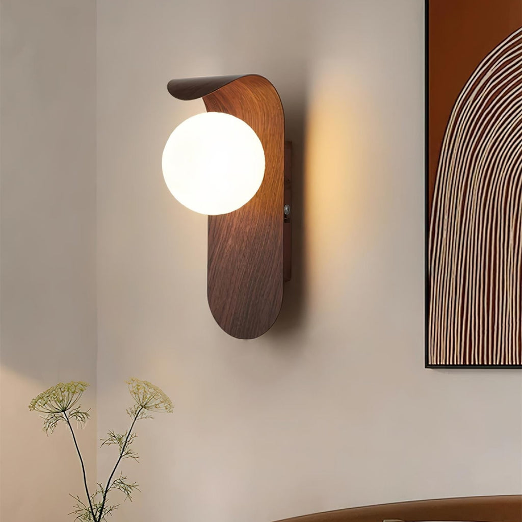 Modern Wood Wall Light With Tri-Colour LED Glow — Halden Lighting