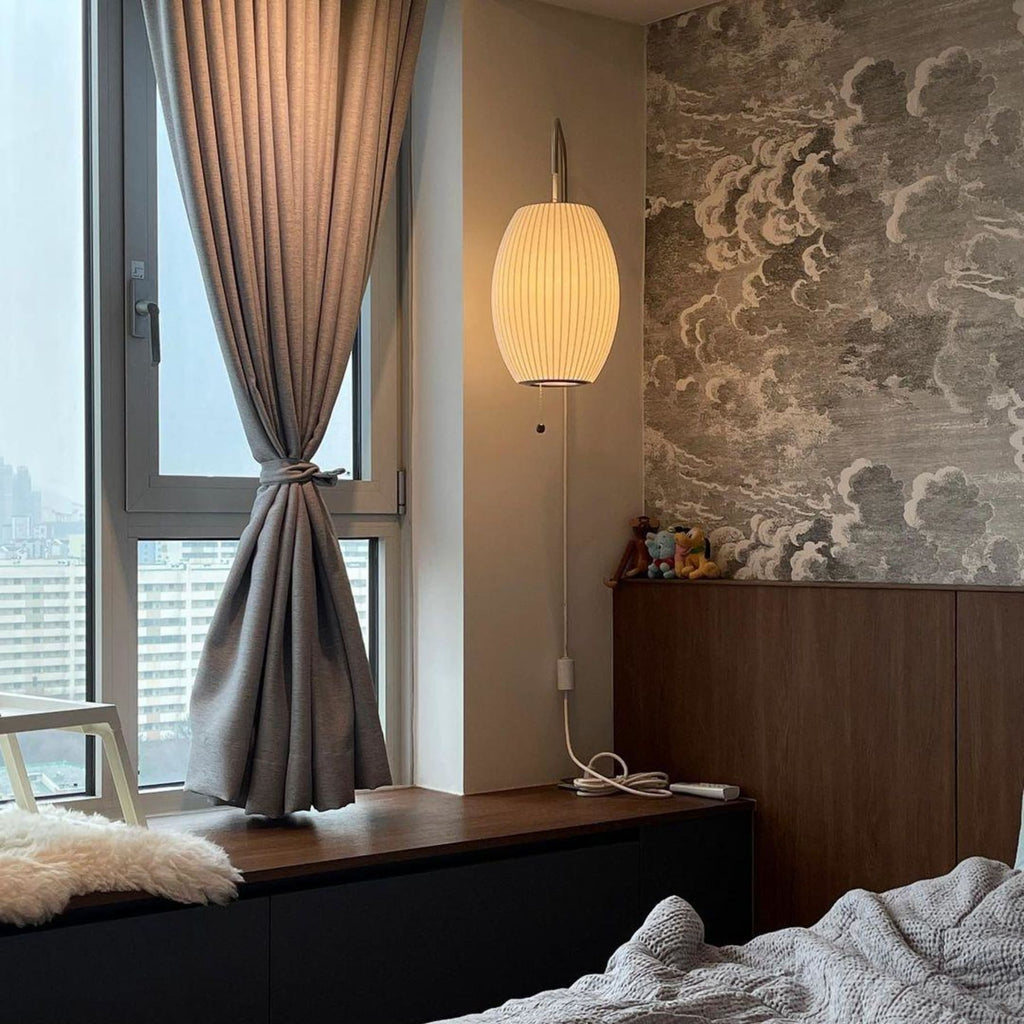 Retro Silk and Walnut Wall Light With Warm LED Glow — Halden Lighting