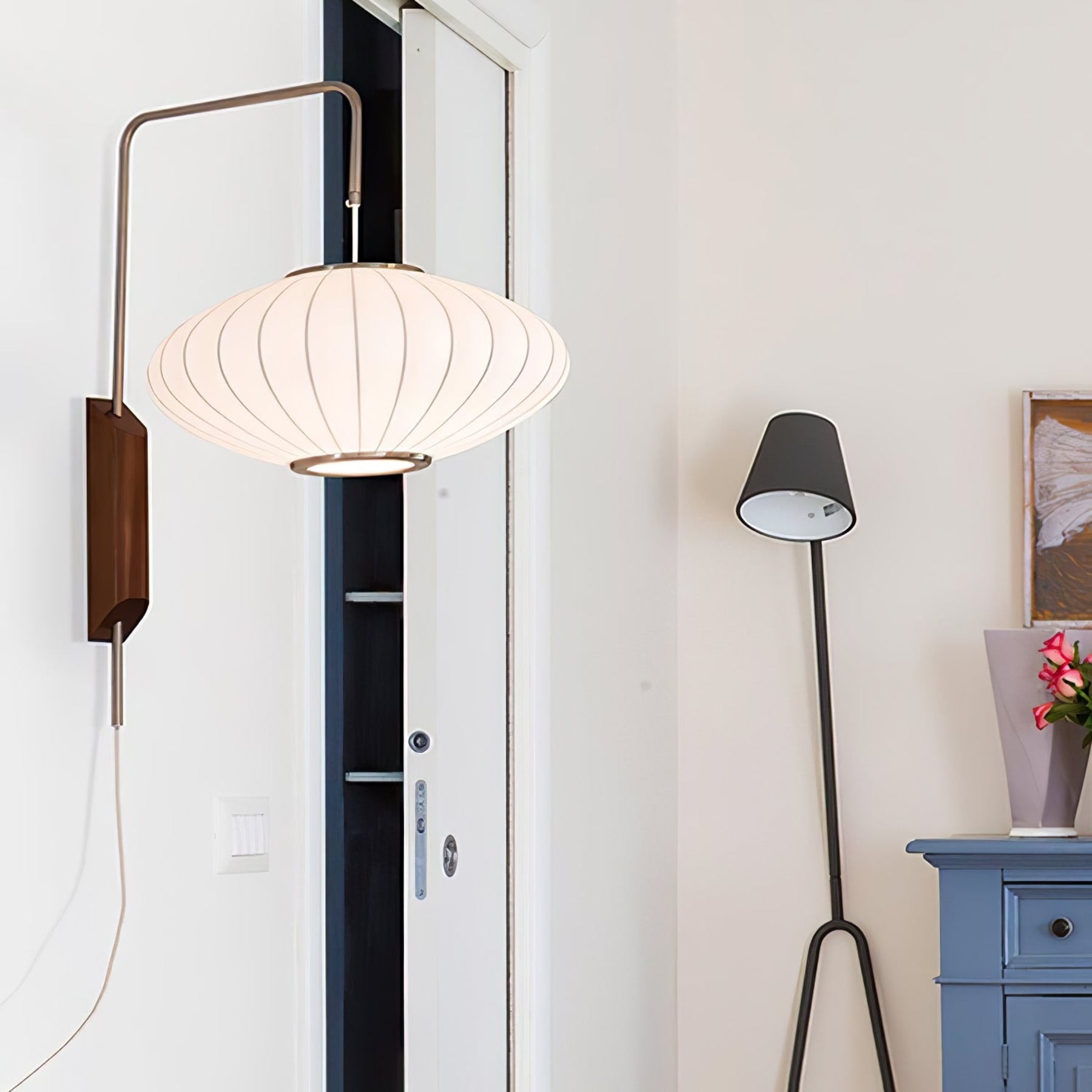 Retro Silk and Walnut Wall Light With Warm LED Glow — Halden Lighting