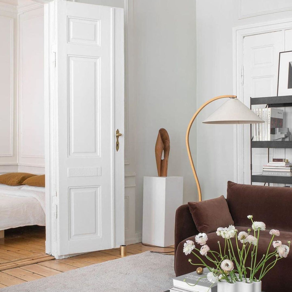 Scandinavian Wood Floor Lamp With Warm LED Glow for Living Room — Halden Lighting