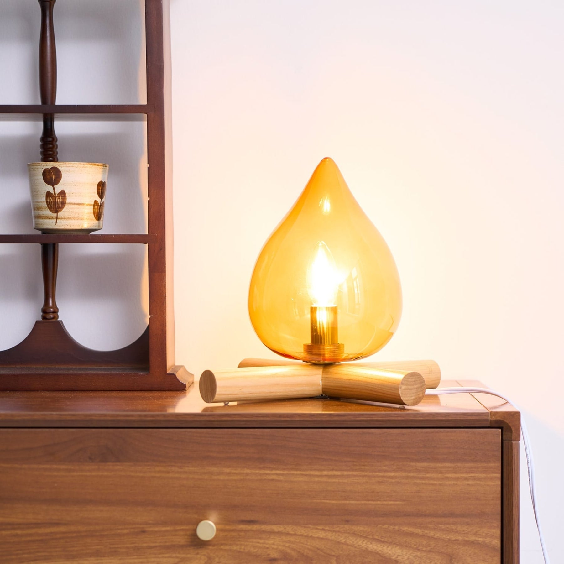 Modern Bamboo and Wood Table Lamp With Warm LED Glow — Halden Lighting