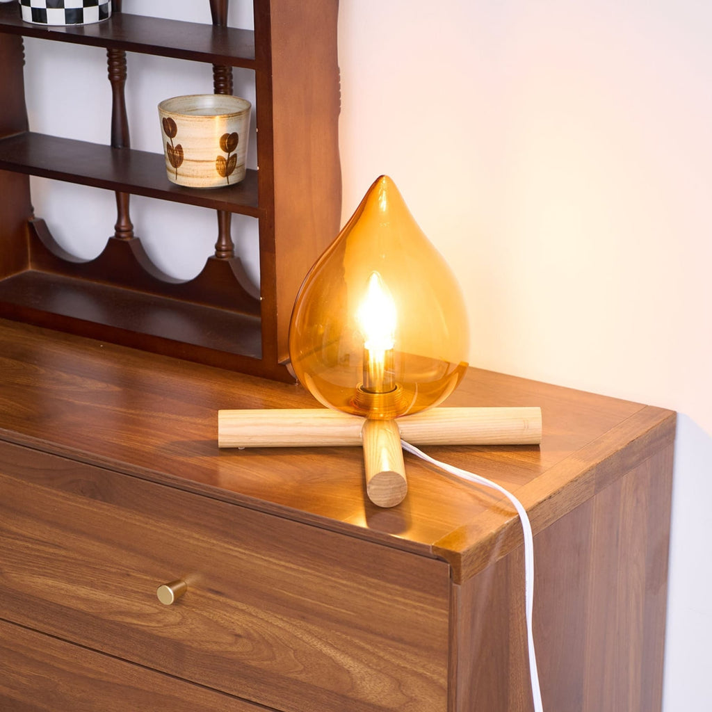 Modern Bamboo and Wood Table Lamp With Warm LED Glow — Halden Lighting