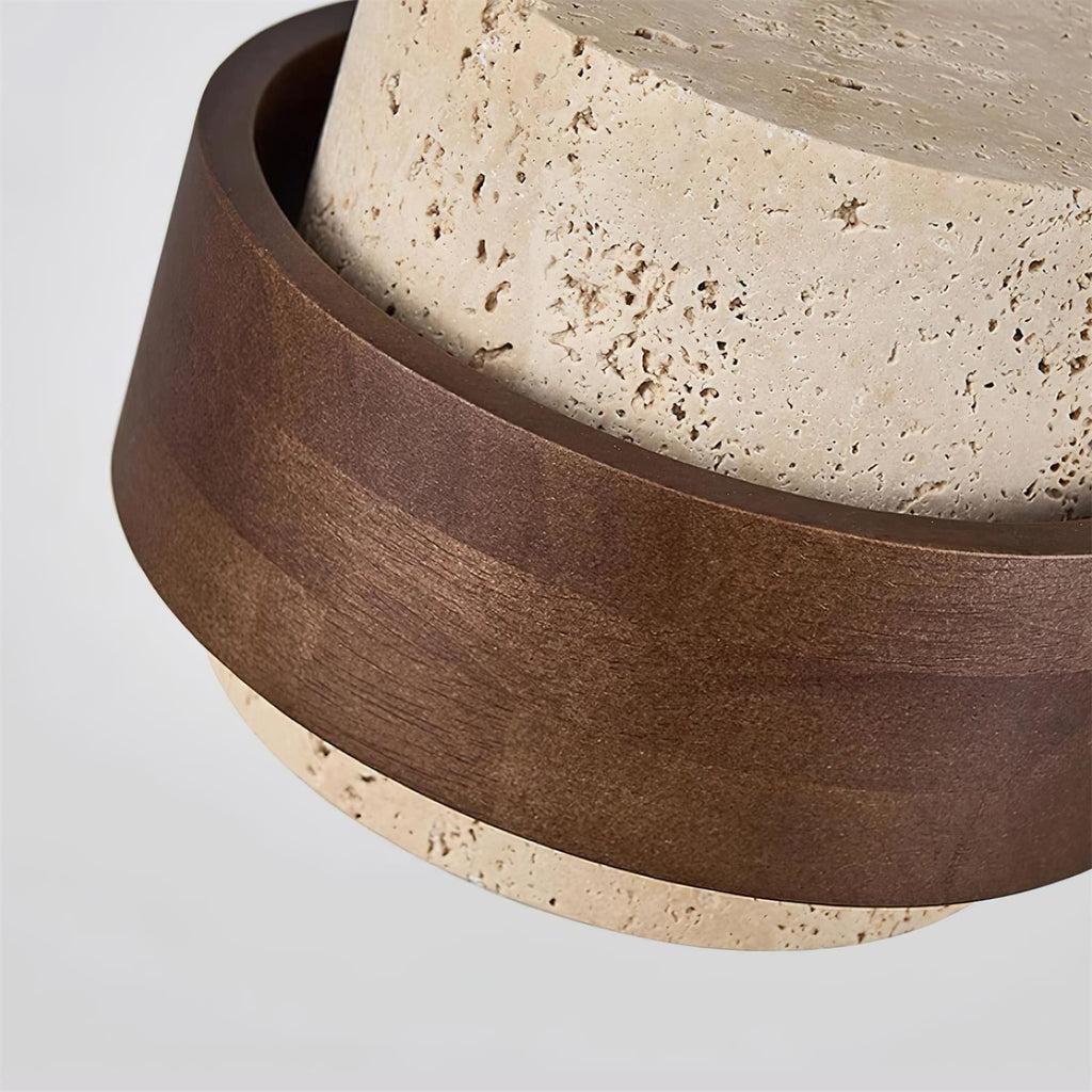 Modern Travertine And Wood Pendant Light For Dining Room — Halden Lighting