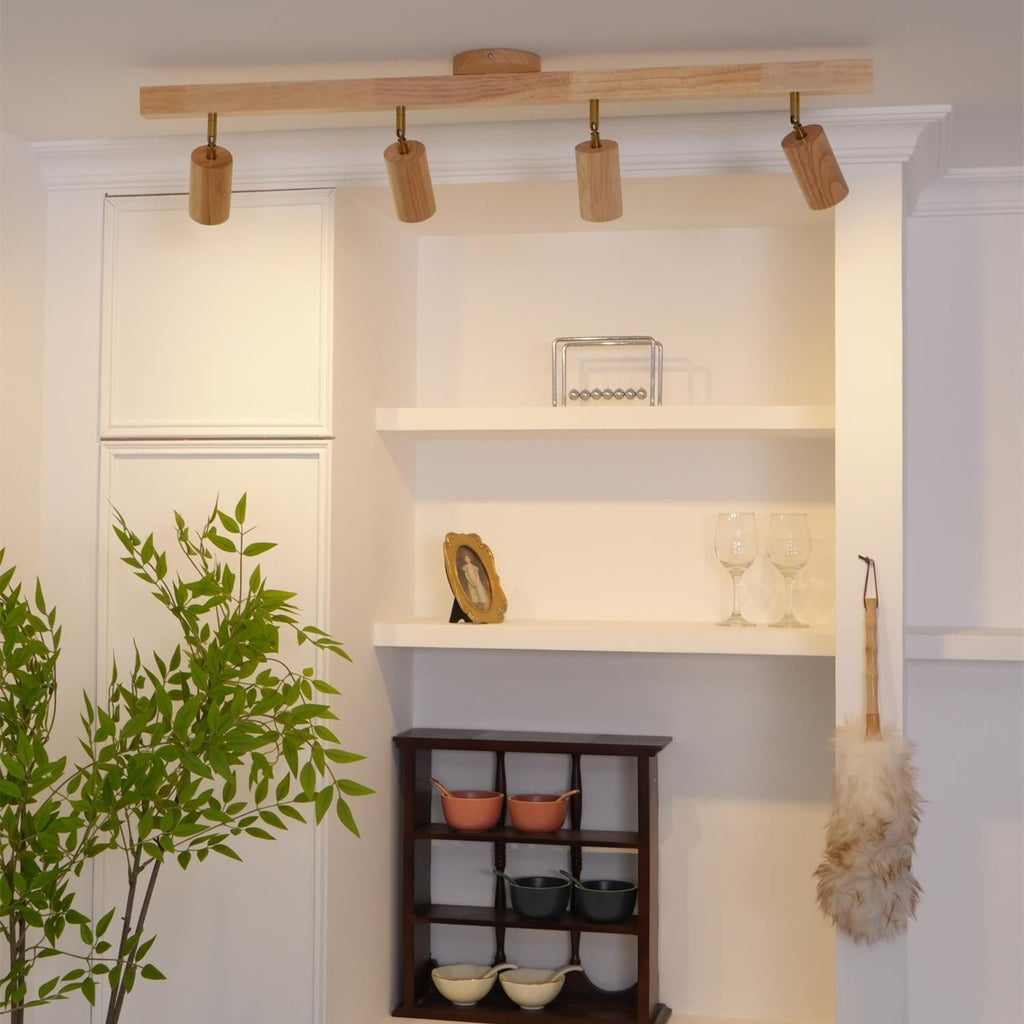 Modern Linear Walnut Wood Ceiling Light for Living Room — Halden Lighting