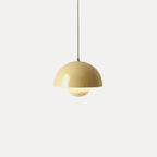 Modern Metal Dome Pendant Light With Integrated LED for Kitchen and Dining in Turmeric — Halden Lighting
