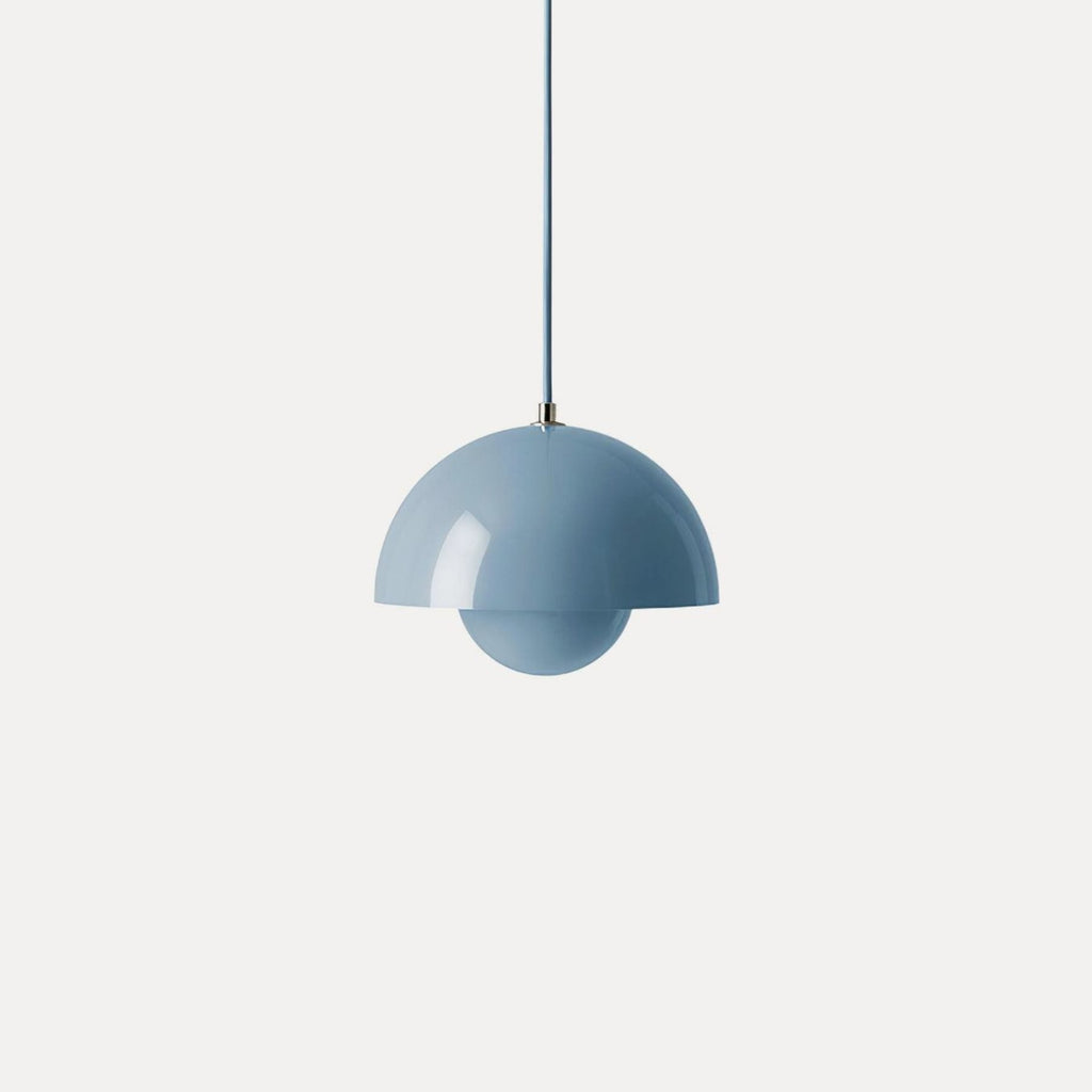 Modern Metal Dome Pendant Light With Integrated LED for Kitchen and Dining in Blue — Halden Lighting