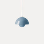 Modern Metal Dome Pendant Light With Integrated LED for Kitchen and Dining in Blue — Halden Lighting