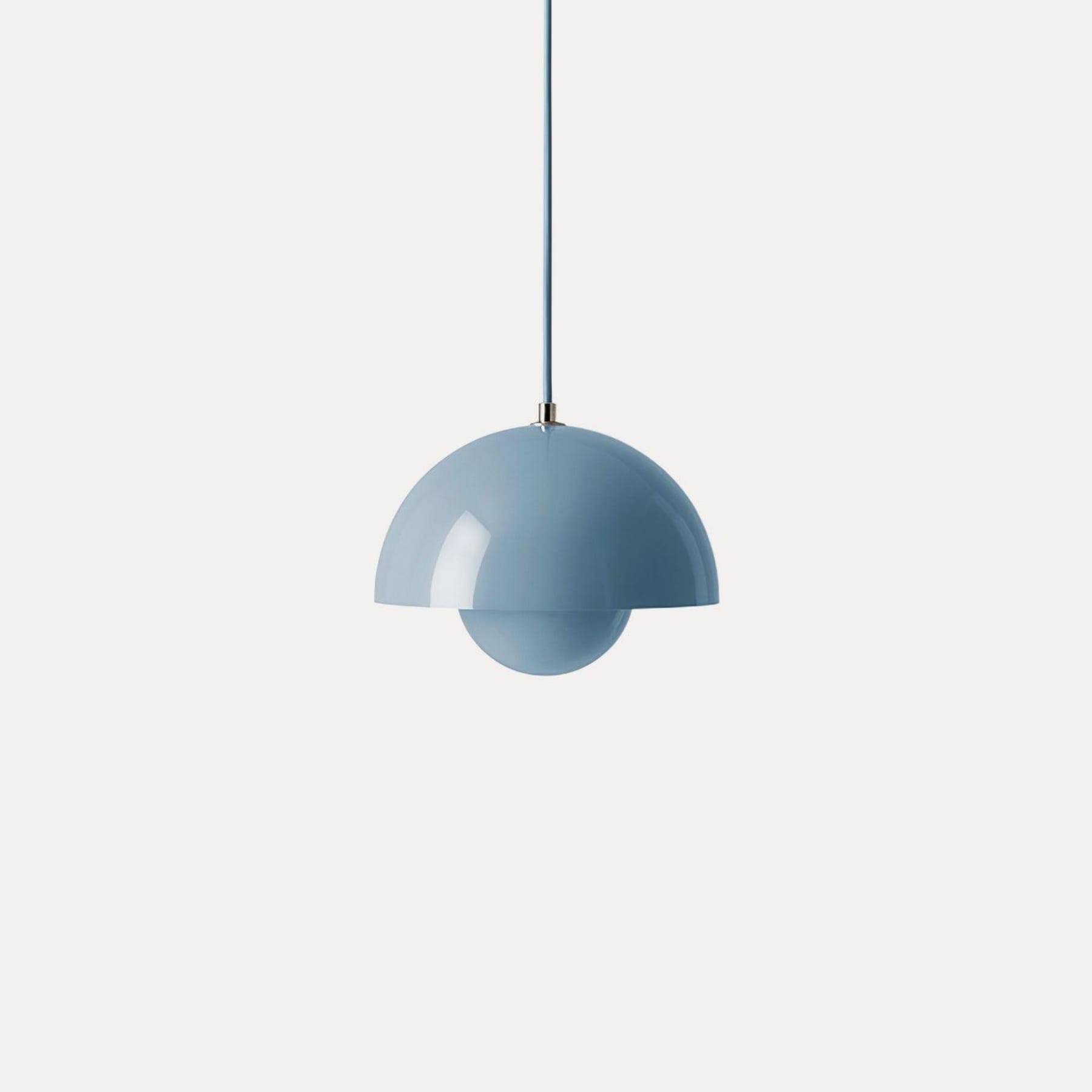 Modern Metal Dome Pendant Light With Integrated LED for Kitchen and Dining in Blue — Halden Lighting