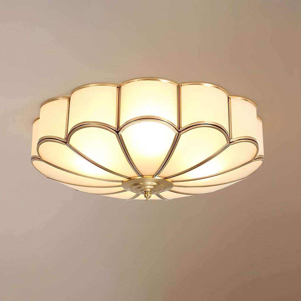 Traditional Brass Flush Mount Ceiling Light With Cool Daylight Glow — Halden Lighting