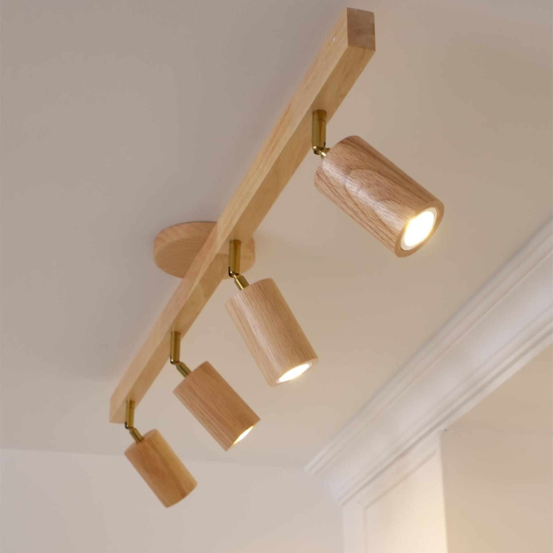 Modern Linear Walnut Wood Ceiling Light for Living Room — Halden Lighting