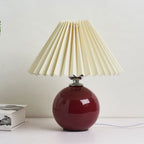 Retro Ceramic Table Lamp With Warm LED Glow in Burgundy — Halden Lighting
