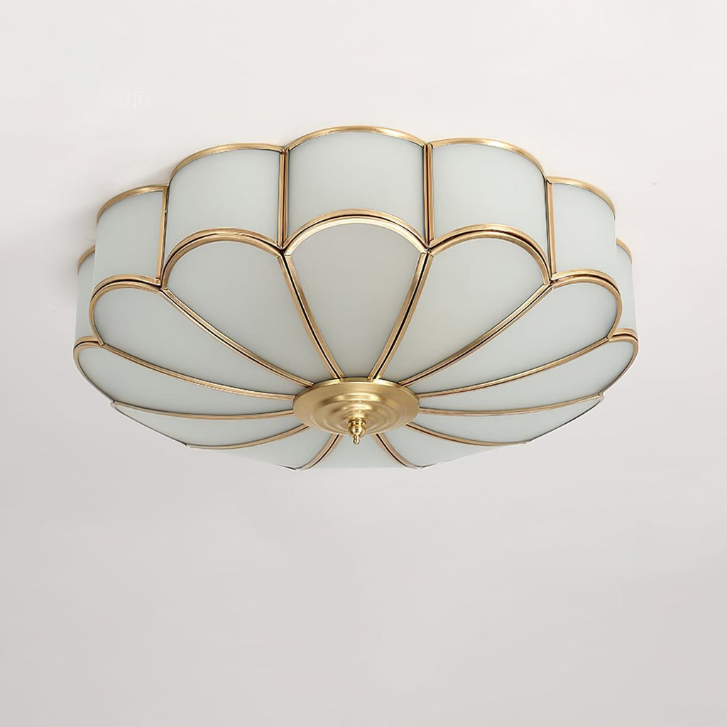 Traditional Brass Flush Mount Ceiling Light With Cool Daylight Glow — Halden Lighting
