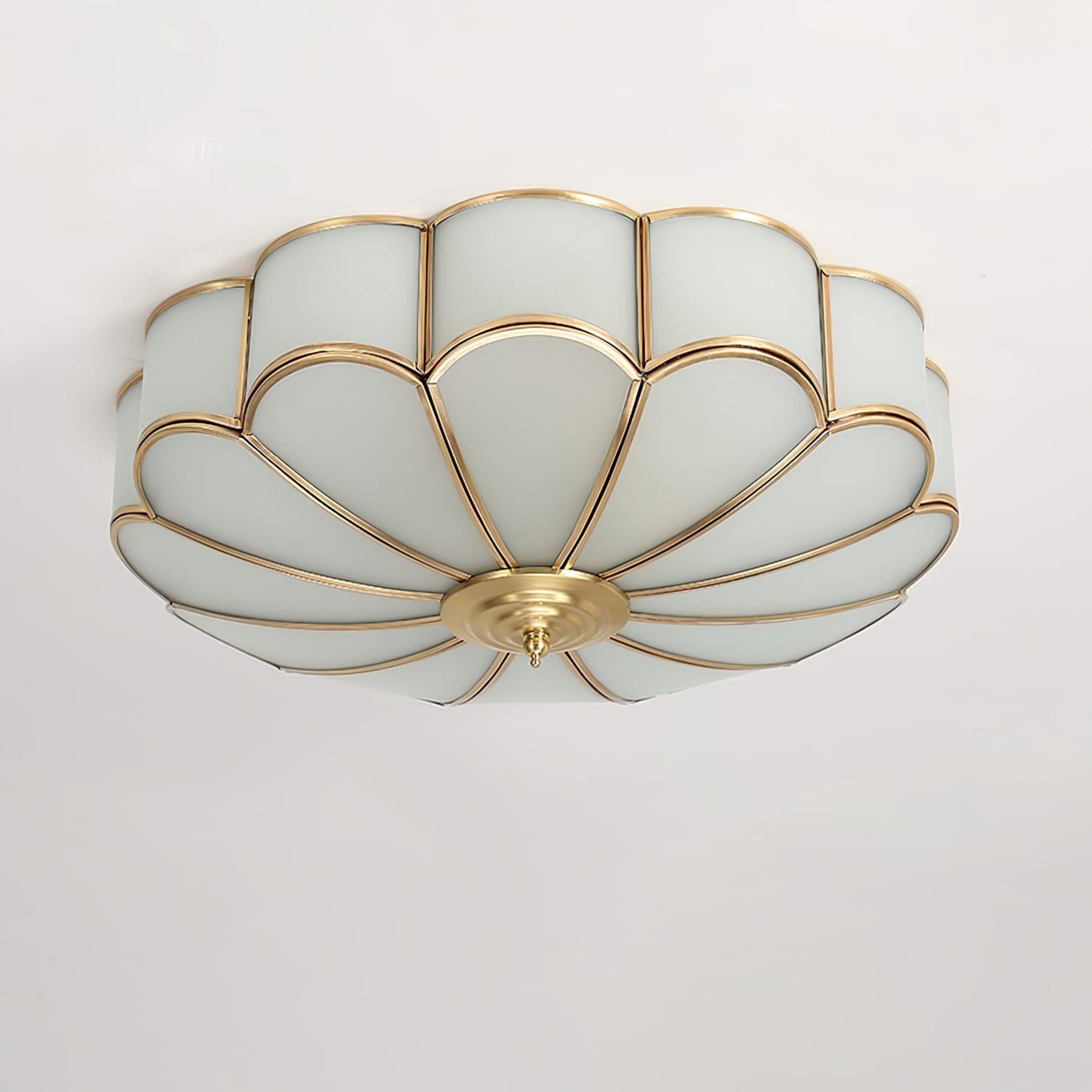 Traditional Brass Flush Mount Ceiling Light With Cool Daylight Glow — Halden Lighting