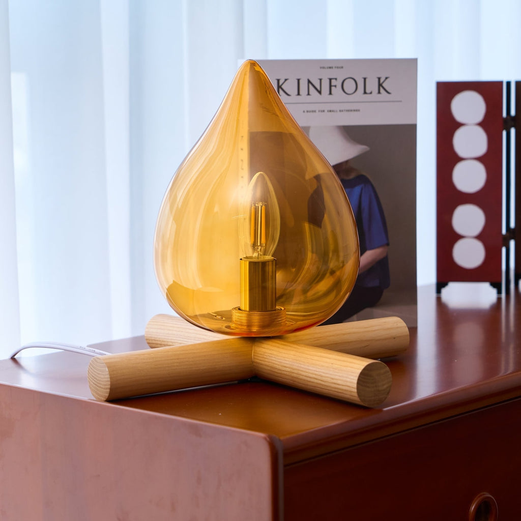Modern Bamboo and Wood Table Lamp With Warm LED Glow — Halden Lighting