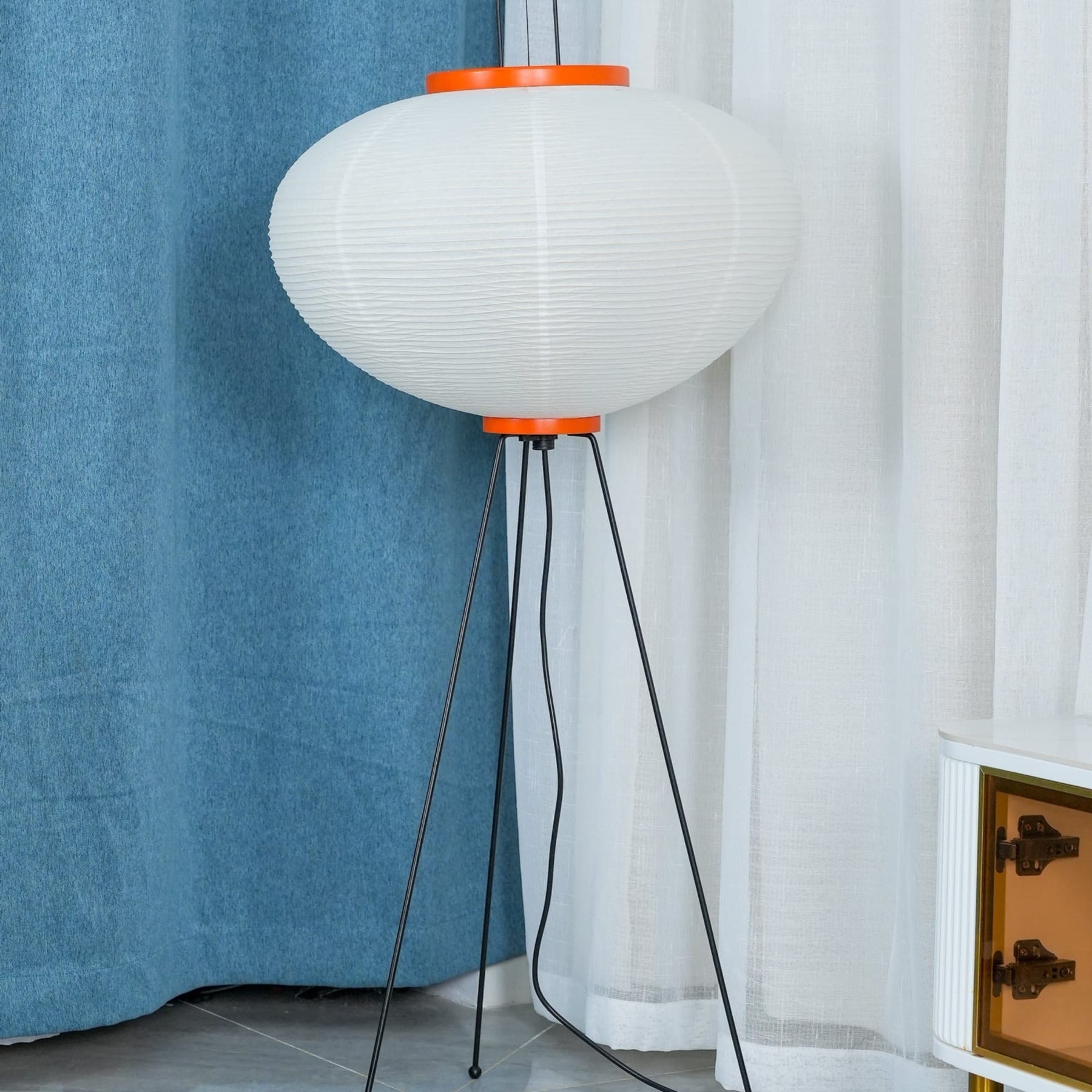 Modern Rice Paper Floor Lamp for Living Room and Bedroom — Halden Lighting