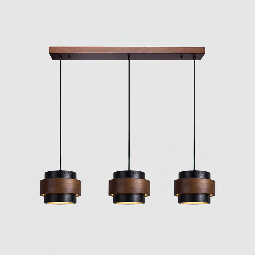 Modern Travertine And Wood Pendant Light For Dining Room — Halden Lighting