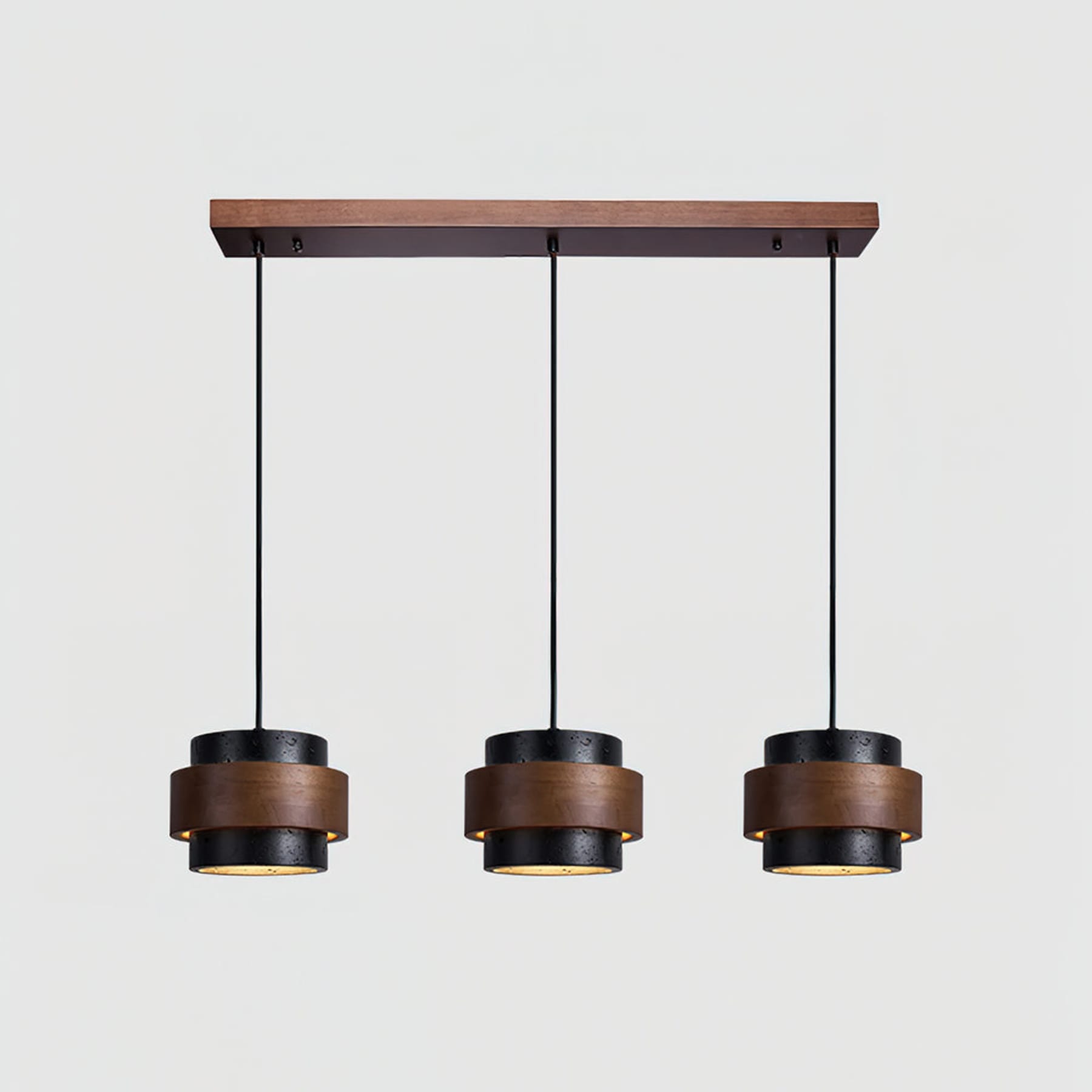 Modern Travertine And Wood Pendant Light For Dining Room — Halden Lighting
