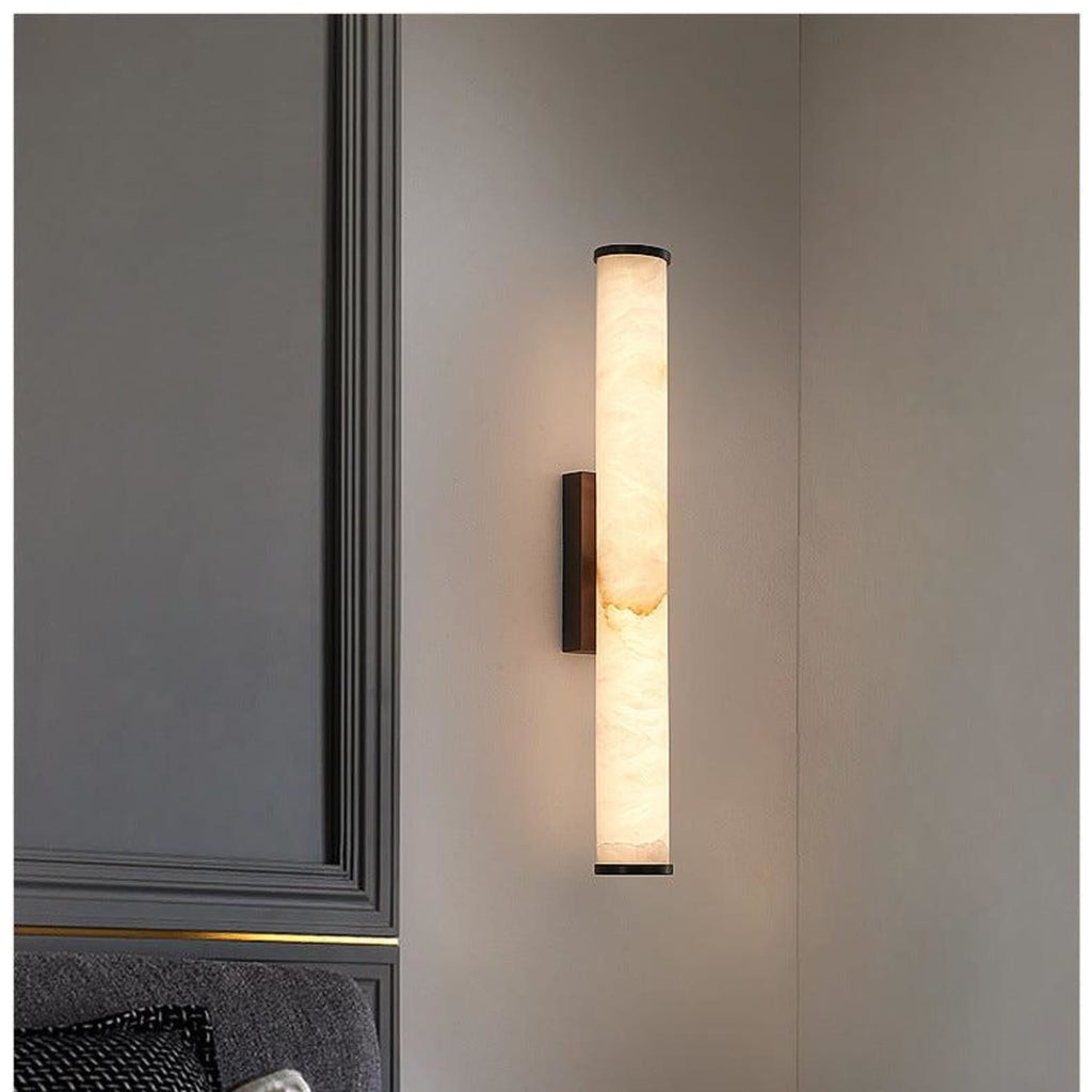 Modern Marble and Copper Wall Light With Warm LED Glow — Halden Lighting