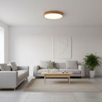 Scandinavian Wood Flush Mount Ceiling Light With Slim Profile — Halden Lighting