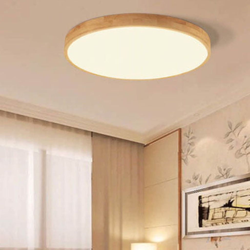 Scandinavian Wood Flush Mount Ceiling Light With Integrated LED — Halden Lighting