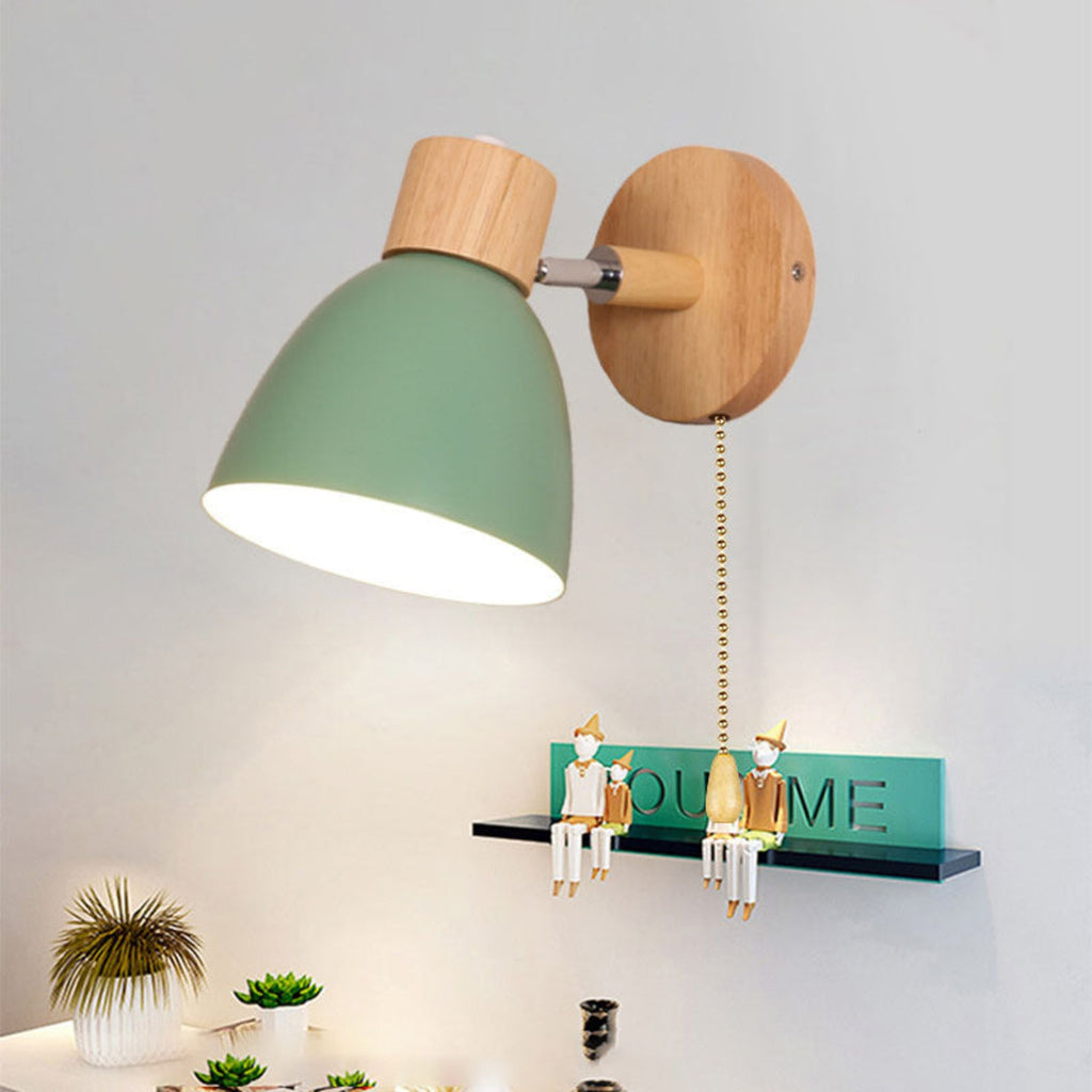 Modern Wood Wall Light With Matte Finish in Green — Halden Lighting